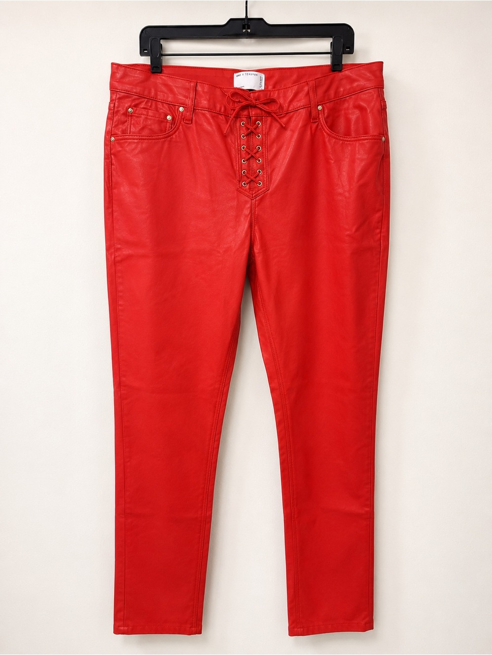 Red Lace-Up Men’s Jeans